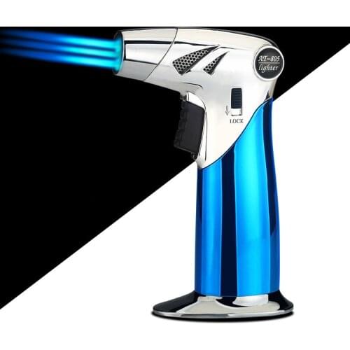 Outdoor Windproof Torch Lighter Three-Nozzle Barbecue Jet Metal Butane Lighter for Cigar Tube Powerful Kitchen Spray Gun Gadgets