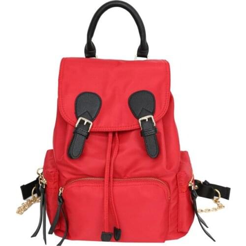 4PCS / LOT Vintage Waterproof Nylon Backpack Women Black School Bag for Teenagers Girls Drawstring Ladies Bagpack Young Backpack