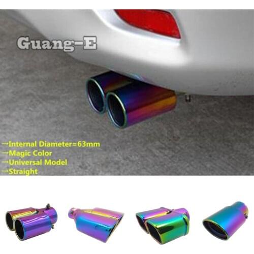 Internal Diameter=63mm/Magic Color/Universal Model/Straight Car Muffler Back End Pipe Dedicate Exhaust Tip Tail Outlet Vent 1pcs