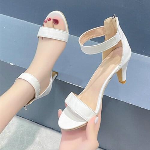 Lace-up sandals for ladies, European and American fashion sexy stiletto open toe back zipper high heel sandals prom sapatos tama