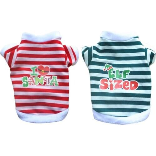 Pet Dogs Vests Christmas Dog Clothes Cute Cartoon Red White Stripes Snowman Costume Puppy Clothing