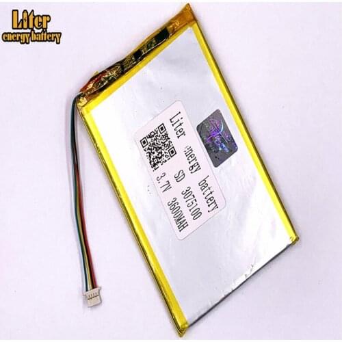 1.0MM 5pin connector 3075100 3600mah 3.7V Rechargeable lipo battery solar li ion polymer lithium battery Tablet PC