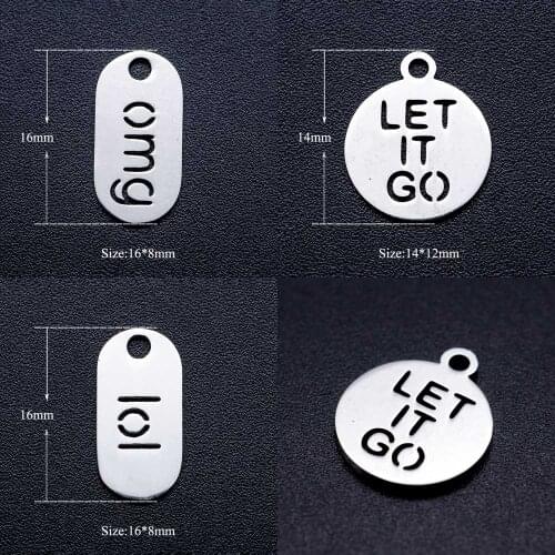 10pcs/lot OMG LOL Let It Go DIY Jewelry Charms Wholesale 100% Stainless Steel Charm for Bracelet Making Factory Direct