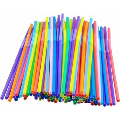 100 pcs Colorful Extra Long Flexible Bendy Party Disposabl Drinking Straws Hot
