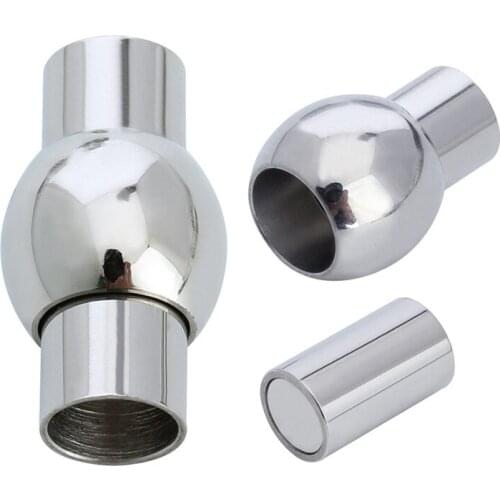 2pc only Silver Tone 316L Stainless Steel Magnetic End Caps Fits for 5mm Round Leather Cord Bracelets Clasps Connectors