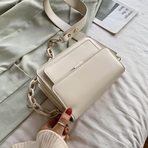 2020 Chain Design PU Leather Crossbody Bags For Women Handbags and Purses Fashion Mini Shoulder Messenger Bags Female Small Flap