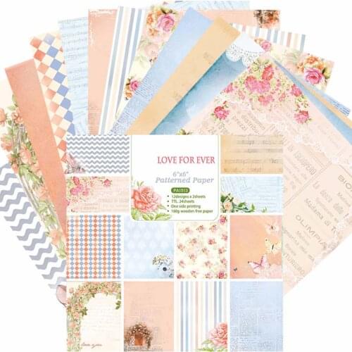 24pcs/Set Love for Ever Patterned Paper Scrapbooking Pack Handmade Craft Paper Card DIY Photo Album Background Cardstock