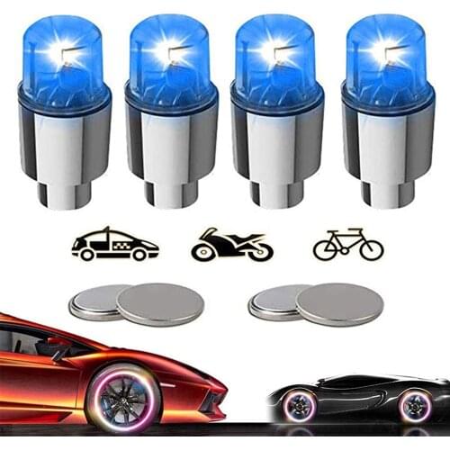 4 Pcs Set Bicycle Valve Lamp Automobile Hot Wheels Dual-sensing Valve Tire Lights Wheel Decoration Waterproof Lights