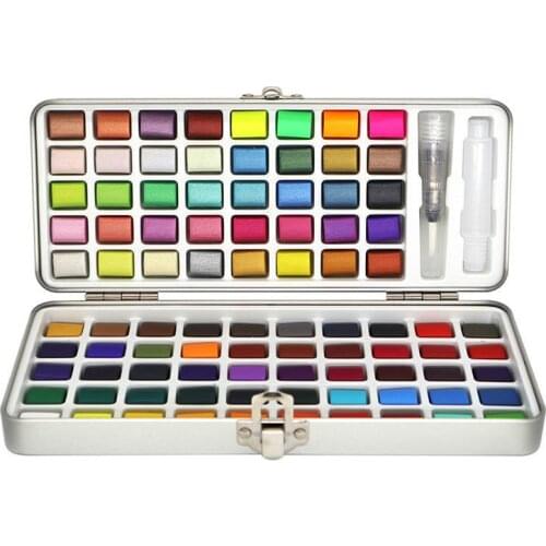 50/72/90 Solid Watercolor Paint Set with Brush Pearl Watercolor Oil Paint Aquarelle Solid Pigment for Painting Art Supplies
