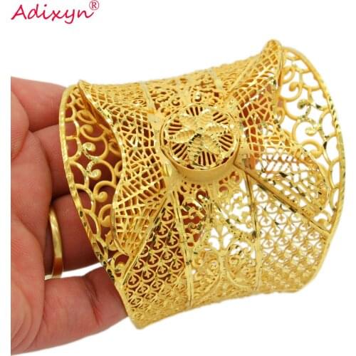 Adixyn Vintage Jewelry Bracelet for Women 24k Gold Color Dubai Bangle African Arab Ethiopian Luxury Bridal Wedding Items N01063
