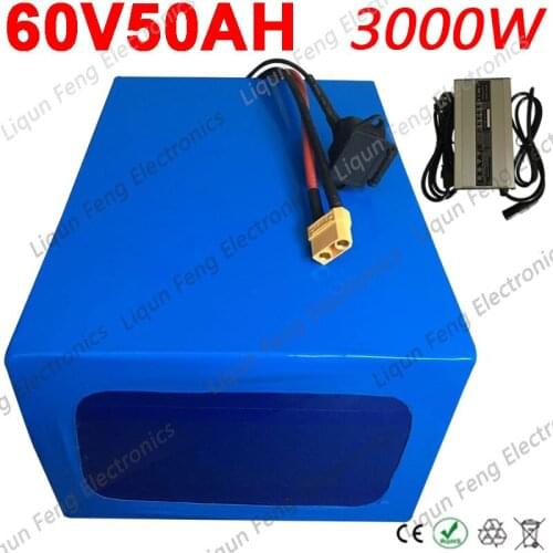 60V Battery 60V 30AH 35AH 40AH 45AH 50AH Electric Bicycle Lithium Battery Pack for 60V 1000W 2000W 3000W Electric Scooter Motor