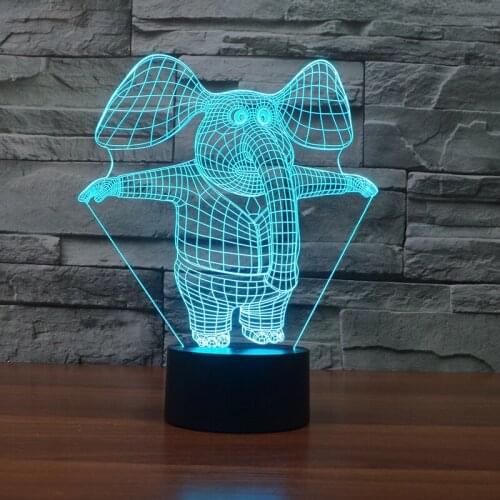 Elephant Acrylic 3d Night Light Led Gradual Energy Saving Desk Lamp Christmas Black Decorations For Home Table Lamps For Living