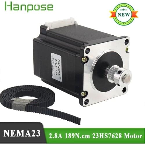 Free shipping Best sellers 2 phase 4-Leads 189N.cm 76mm 23HS7628 2GT Synchronous wheel Nema23 Stepper Motor For cnc 3D Printer