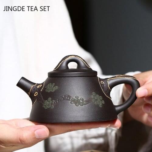Chinese Yixing Handmade Stone Scoop Tea Pot Purple Clay Teapot Beauty Kettle Teaware Tie Guanyin Tea Ceremony Gifts 260ml