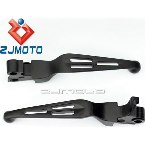 Black Slotted Wide Brake Clutch Levers For Harley Dyna Fat Boy Heritage Deluxe Deuce Street Bob Super Wide Glide 1996-2014