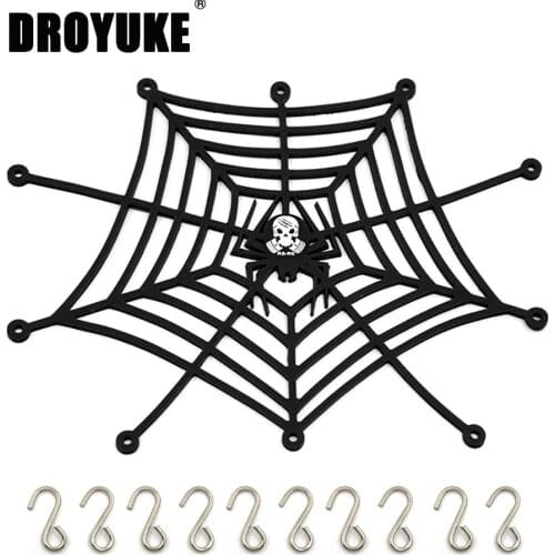 Droyuke 1PCS nylon Elastic Luggage Net Spider Web Shape for 1/10 RC Crawler Car Traxxas TRX4 Axial SCX10 90046 Accessories Parts