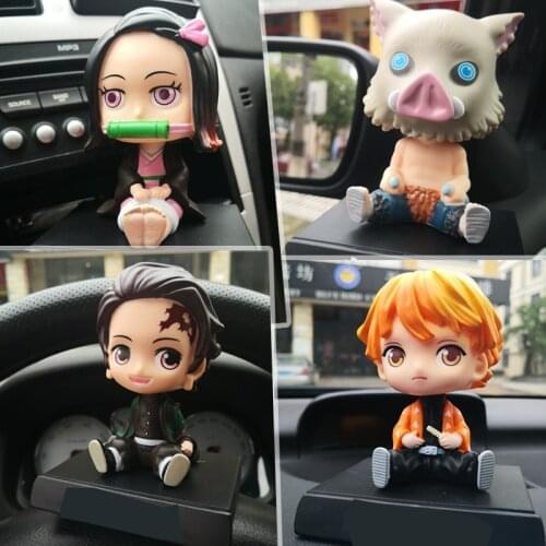 4 Kinds Demon Slayer Car Shaking Head Figure Doll Kawaii Action Figure Anime Demon Slayer Figure Anime Childrens Gifts