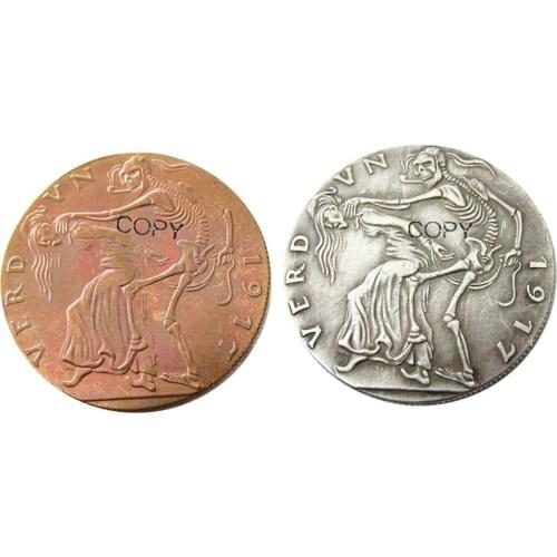 GERMANY, VERDUN 1917 ,100% Copper or Silver Plated,CAST BRONZE MEDAL BY KARL GOETZ, ENGLAND AND FRANCE AS DEA Copy Coins