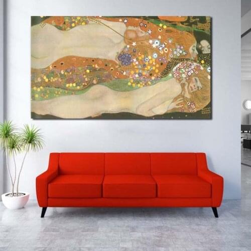 Gustav Klimtes Water Serpentses Canvas Painting Print Living Room Home Decor Modern Wall Art Oil Painting Poster Salon Pictures