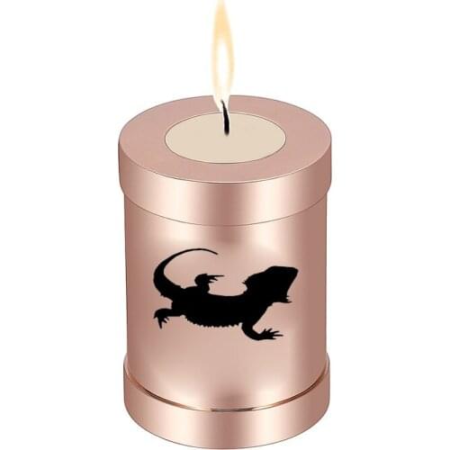 IJU045 Stainless Steel Cylinder Bearded-Dragon Ashes Urn for Human Pet Memorial Candle Holder Cremation Jar