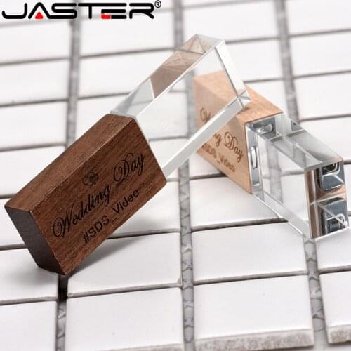 JASTER Custom LOGO Stylish wooden crystal creative USB flash drive 4GB 8GB 16GB 32GB 64GB Photography Memory storage U disk