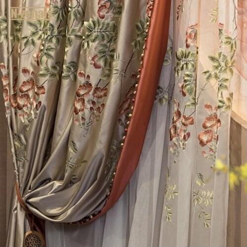 Chinese Embroidery Embroidery High-precision Curtain Pillow Light Luxury Finished Product Curtain for Living Dining Room Bedroom