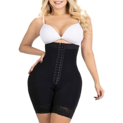 Front Closure High Waisted Shapewear Tummy And Waist Control Shorts for Women Lace Sexy Reductive Fajas