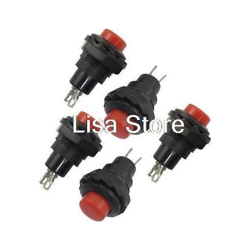 Red Cap Momentary Panel Mount Pushbutton Switch 12mm AC 125V 3A