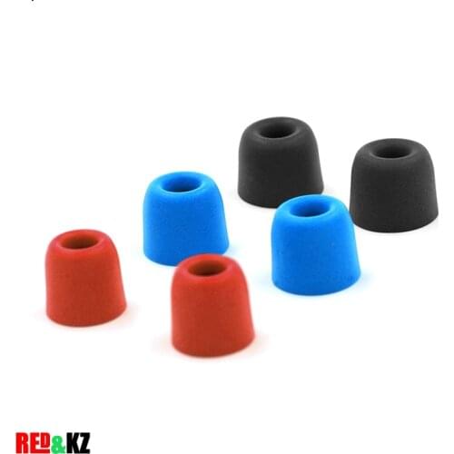 KZ Original 3Pair(6pcs) Noise Isolating Comfortble Memory Foam Ear Tips Ear Pads Earbuds For In Earphone Headphones Red Blue