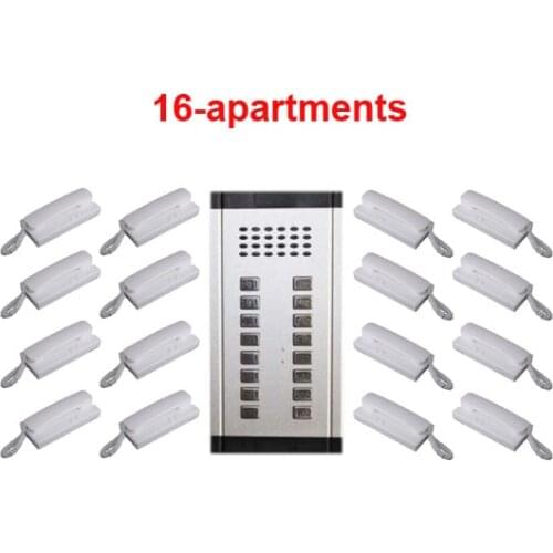 Easy Installation Direct Press Key Audio Door Phone Home Intercom Audio Doorbell 2-wired audio intercom system for 16 apartments