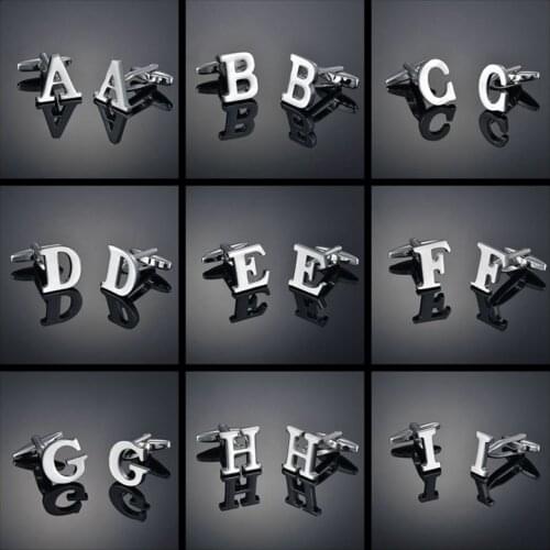 Copper letter A-Z 26 English letters metal mens Cufflinks French shirt Cufflinks Cuff Links For Men