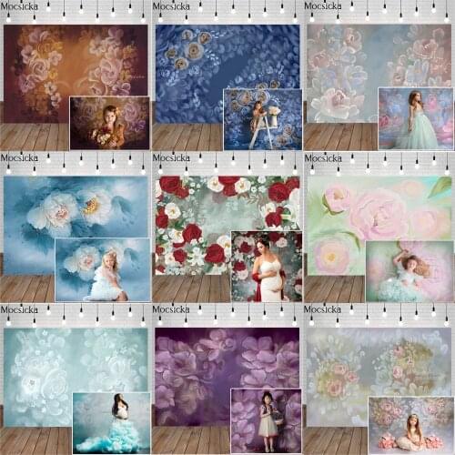 Mocsicka Flower Photography Background Hand Painted Style Newborn Baby Child Pregnant Woman Portrait Photo Backdrops Decoration
