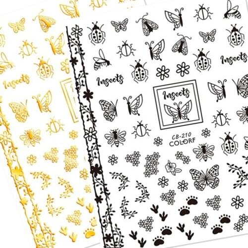 Newest CB210 butterfly design 3D nail art sticker decal stamping back gule DIY nail decoration tools