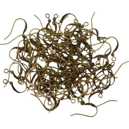 Wholesale 100 Pieces 16mm Antique Bronze Brass Earring Fish Hook Ear Wire DIY Findings Making