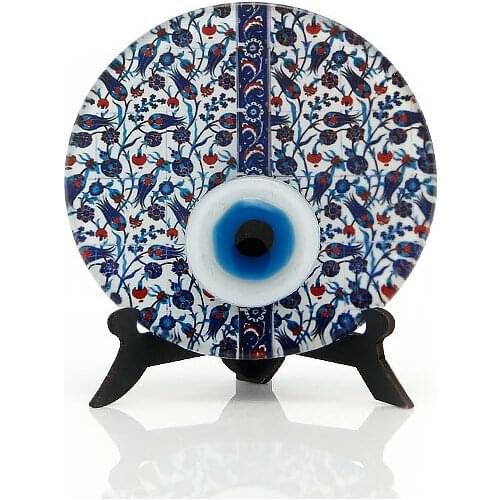 Handmade Tile Tulip Table Top Fusion Glass Evil Eye 12cm