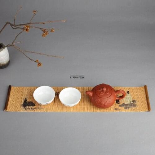 50PCS Bamboo Coasters Pot Pad Tea Pallet Cup Mat Fruit Plate Small Tea Decoration Insulation Pads
