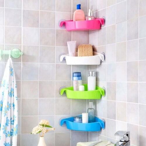 Portable PP Triangle Suction Cup Kitchen Bathroom Storage Shelf Corner Storage Rack Shower Shelf Bathroom Storage Organizer