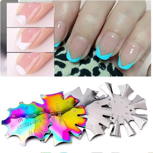 Pro 9 Sizes Easy French Smile Cut V Line Almond Shape Tips Manicure Edge Trimmer Nail Cutter Acrylic Pink White French Nails