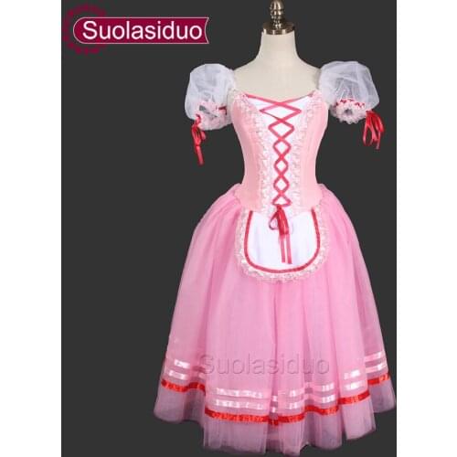 Pink Romantic Ballet Tutu Girls Giselle Ballet Dresses For Children Romantic Tutu Dress Adult Peasant Tutu Girls Dress SD0003D