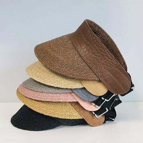 Womens Wide Brim Summer Hat Fine Raffia Sun Cap Ladies Braid Straw Visor Hat Packable UPF 50+ Sports Derby Hat Adult Stretch