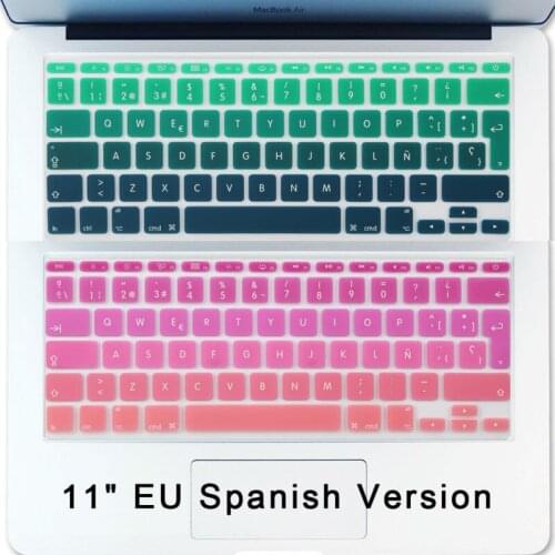 Batianda(TM) Gradient Green Pink Keyboard Skin Fit For Macbook Air 11 inch Mexico Chile Spain Spanish Silicone Keyboard Cover