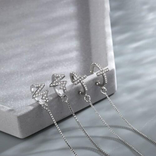 Modern Jewelry 1 PC Tassel Earrings 2021 New Design High Quality Shiny Crystal Silvery Plating Ear Clip Earrings For Girl Gifts