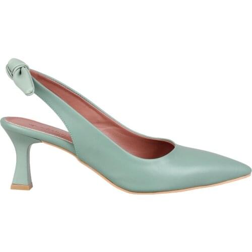 Modabuymus Mint Green Rear Bow Heels Stiletto Shoes-Minipony