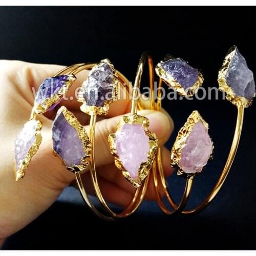 WT-B183 Exclusive! Gorgeous natural raw stone arrowhead bracelet bangles, fashion hotsale double stone bangles
