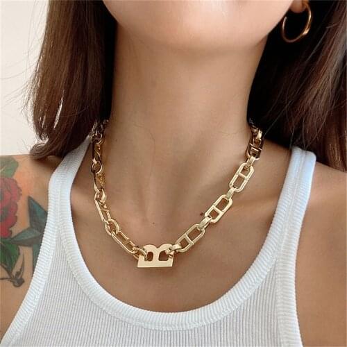 Fashion Boho B-shaped Letter Punk Exaggerated Collar Multilevel Necklace For Women Female Gold Silver Color Thick Chain Jewelry
