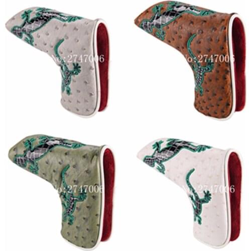 1pc Gecko Decor Blade Style Putter Cover Golf Headcover Vintage Magnetic Head Cover Golf Club Cover Free Shipping Pu Leather