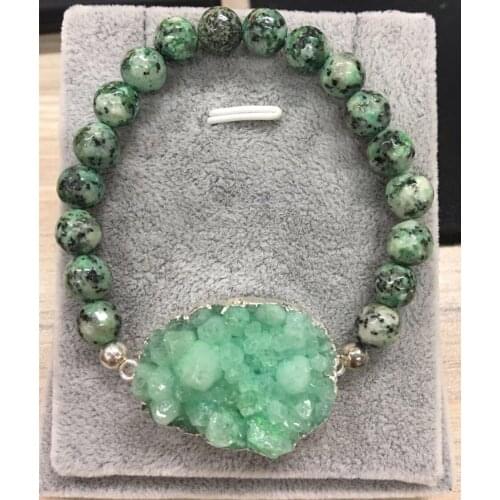 Best Selling 1pc Mixed Charms Druzy Stone Bracelet Fashion Brand Womens Trendy Facet Hematite Stone Bracelet Statement