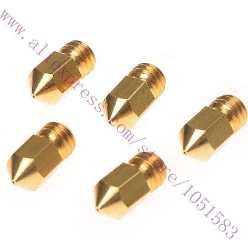 6pcs 0.2 -0.8mm Brass Nozzle m6 MK7 mk8 Nozzle Print Head for 1.75mm creality CR-10 CR10 CR-7 CR-8 3D Printer