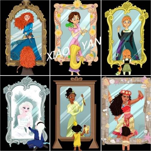 Disney 5D DIY Diamond Painting Beauty and The Beast Movie Scene Full Circle Diamond Embroidery Handmade Interior Decoration