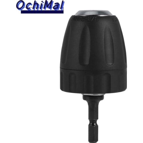 Keyless Drill Chuck 3/8‑24UNF 0.8‑10MM Electric Drill Bit Chuck Clip w/ 1/4'' Hex Shank Rod Adapter